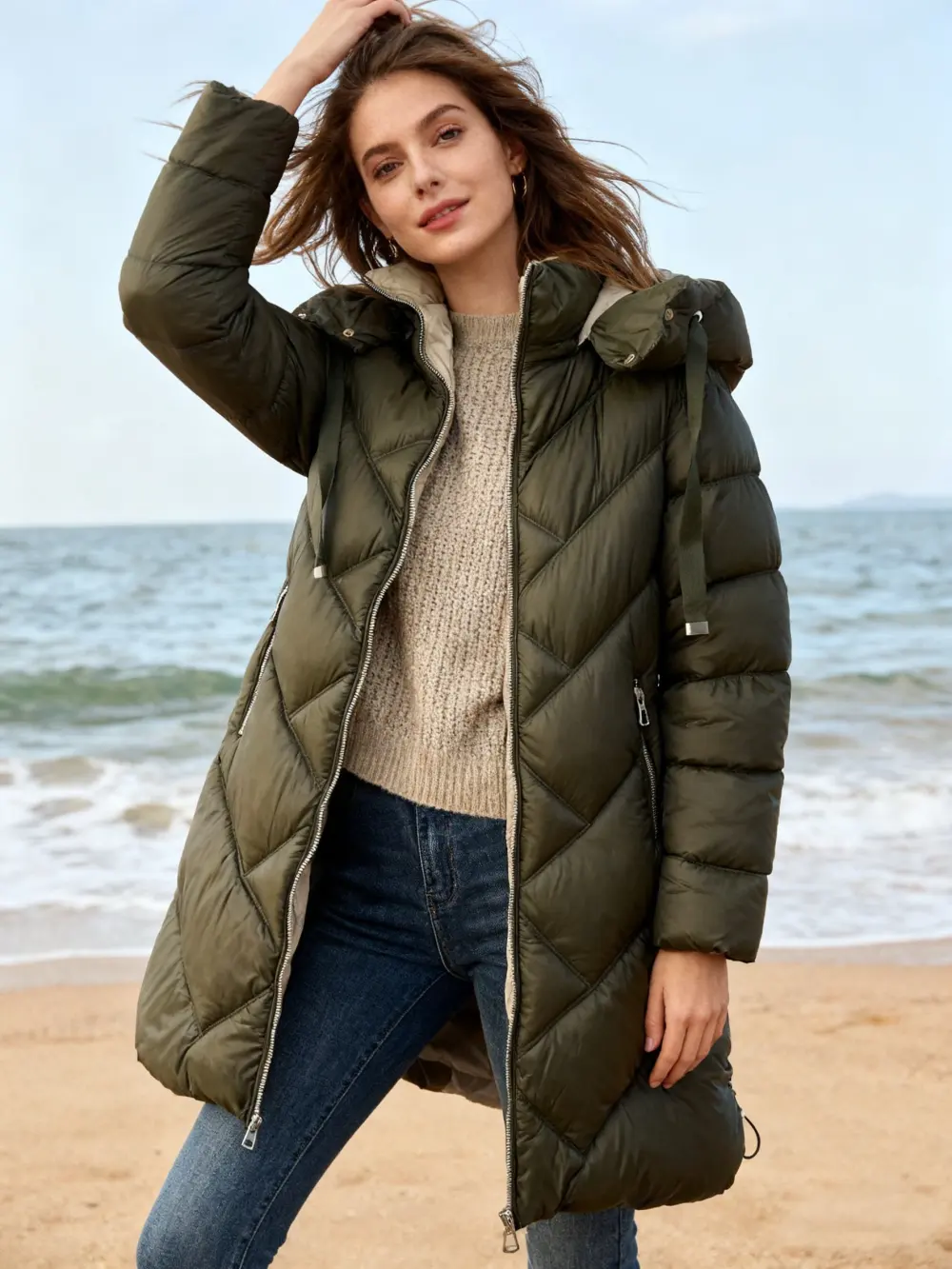 Celusso Damen Winter Steppmantel mit Kapuze – Warm, Elegant & Wasserabweisend NEU – Bild 9