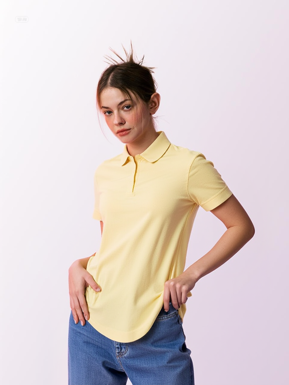 Fruit of the Loom Lady-Fit Poloshirt Light Gold – Größe S