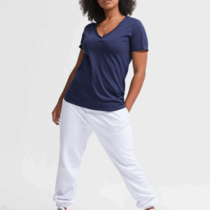 Fruit of the Loom Lady-Fit V-Neck T-Shirt Dunkelblau – Größe S