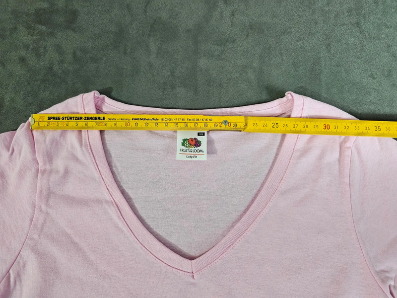 Fruit of the Loom Damen T-Shirt Lady Fit V-Neck Rosa Größe XS