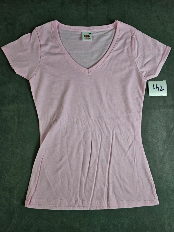 Fruit of the Loom Damen T-Shirt Lady Fit V-Neck Rosa Größe XS
