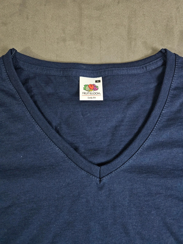 Fruit of the Loom Damen T-Shirt Lady Fit V-Neck Navy Größe S