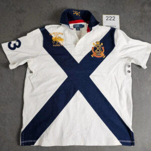 Polo Ralph Lauren Rugby Shirt Bleecker NY Herren Gr. L Weiß/Blau