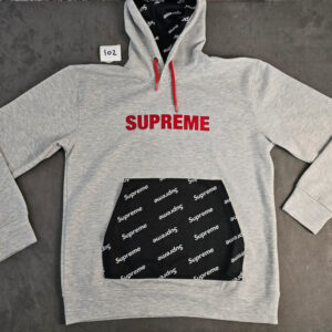 Supreme Hoodie Grau Rot Logo Print Größe L | 102