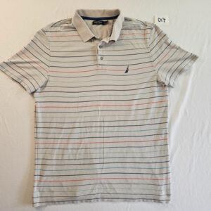 Nautica Polo Shirt Herren Gr. XL Gestreift Hellgrau Baumwolle-Mix 017