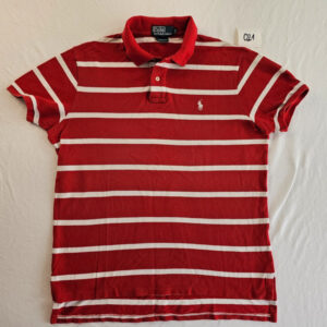 Ralph Lauren Herren Poloshirt G Custom Fit Rot Weiß Gestreift 021