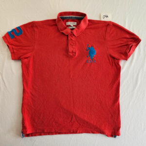 U.S. Polo Assn. Herren Poloshirt L Rot Blau USPA Logo Baumwolle 044