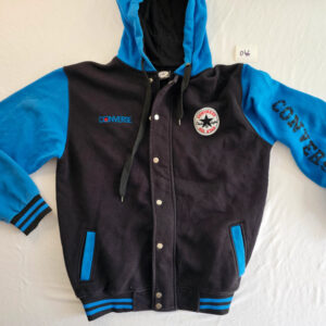Converse Baseball Hoodie Jacke XXL Schwarz Blau Kapuze Vintage Look 046