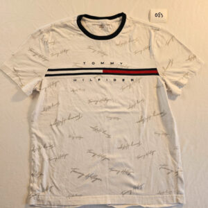 TOMMY Hilfiger T-Shirt M Weiß Logo Print Kurzarm Herren 053