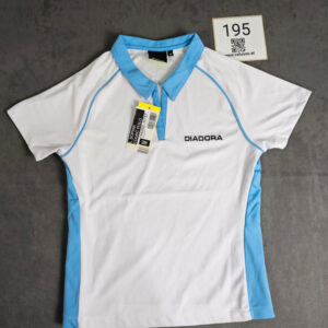 Diadora Damen Polo Shirt L. Sophia Court – Größe M – Weiß/Hellblau (#195)