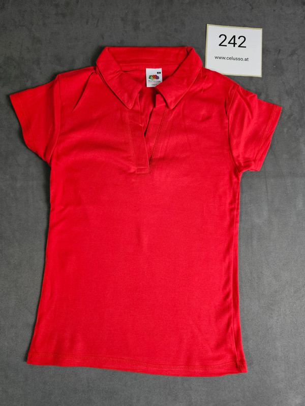 2 stück Fruit of the Loom Damen PoloShirt ROT Gr.XS (Neu) | 242
