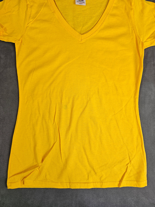 Fruit of the Loom Damen T-Shirt Gelb V-Neck Gr. S (NEU) | 243