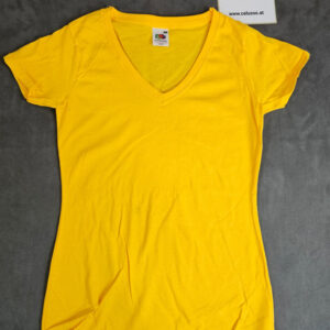 Fruit of the Loom Damen T-Shirt Gelb V-Neck Gr. S (NEU) | 243