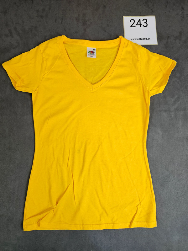 Fruit of the Loom Damen T-Shirt Gelb V-Neck Gr. S (NEU) | 243