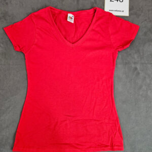 Fruit of the Loom Lady-Fit V-Neck T-Shirt – Red – XS |248
