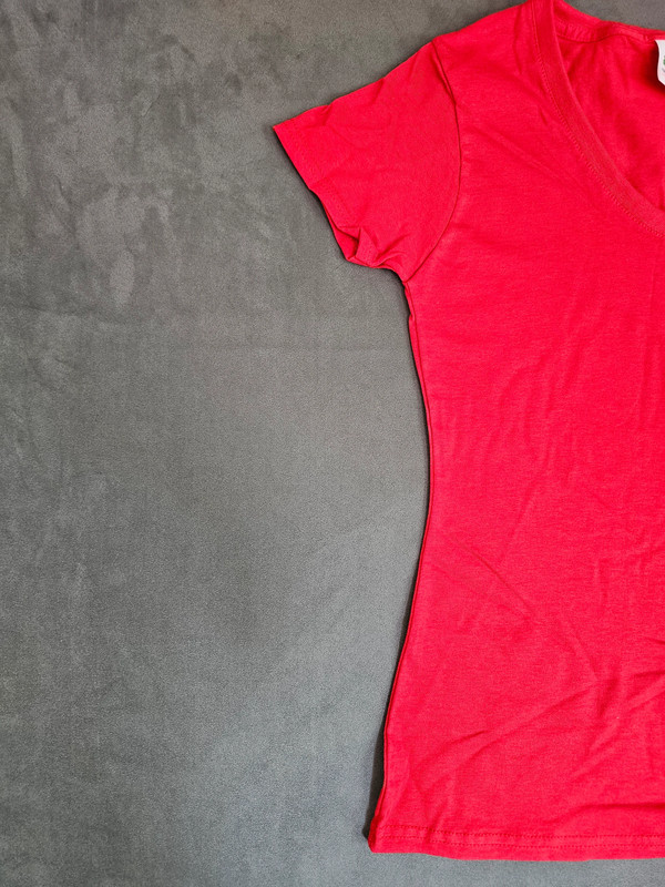 Fruit of the Loom Lady-Fit V-Neck T-Shirt – Red – XS |248