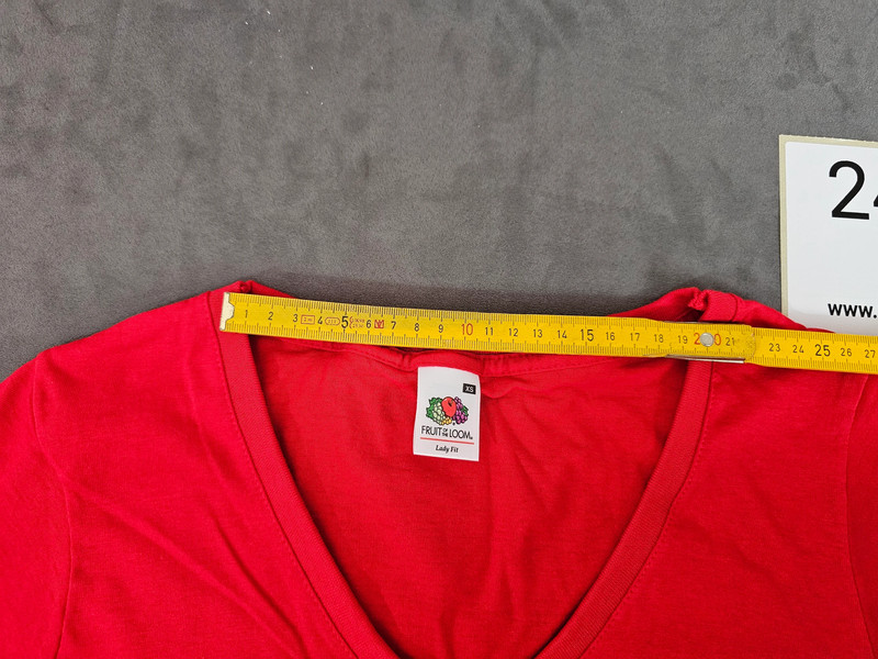 Fruit of the Loom Lady-Fit V-Neck T-Shirt – Red – XS |248