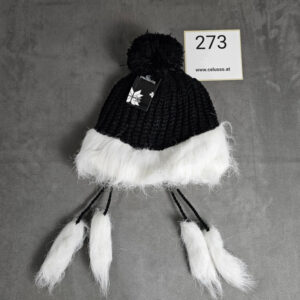 Weiße Strickmütze mit Bommel und Fellimitat Neu mit etikett | 273