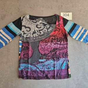 Damen Langarmshirt Desigual Style – Buntes Muster, Größe M | 304