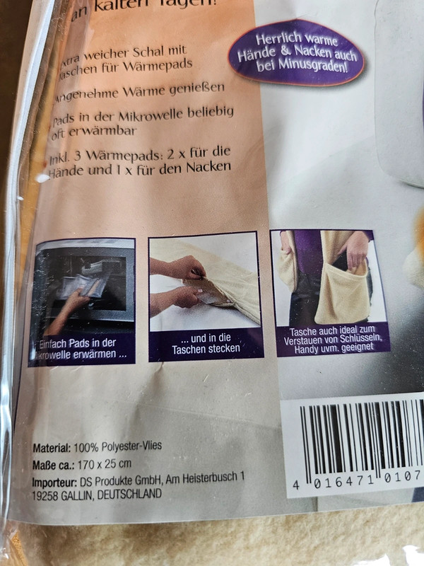 Kuschelschal mit Wärmepads – 170x25 cm, inkl. 3 Pads| 339