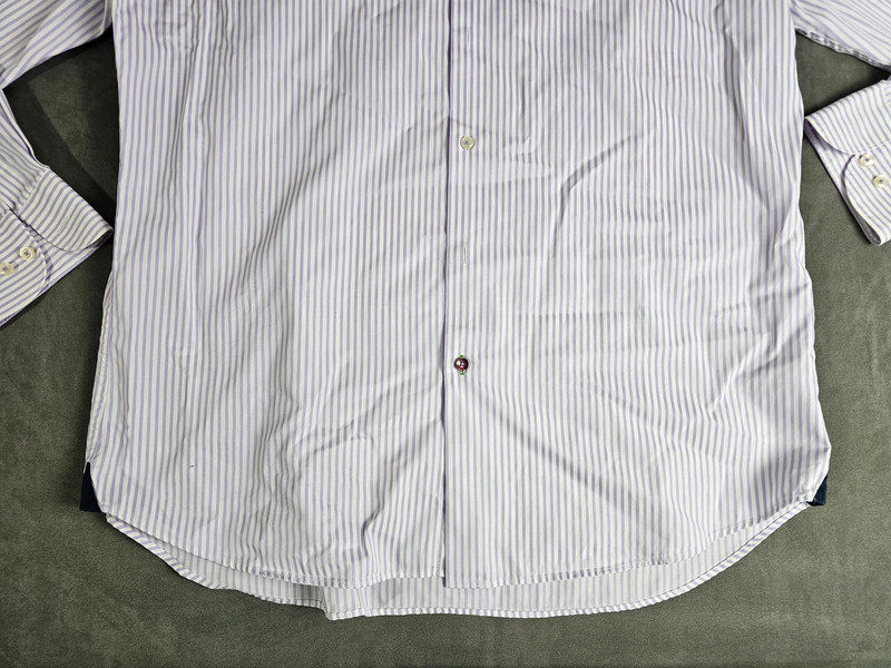 Tommy Hilfiger Herrenhemd lila gestreift Gr. 44 Langarm |347