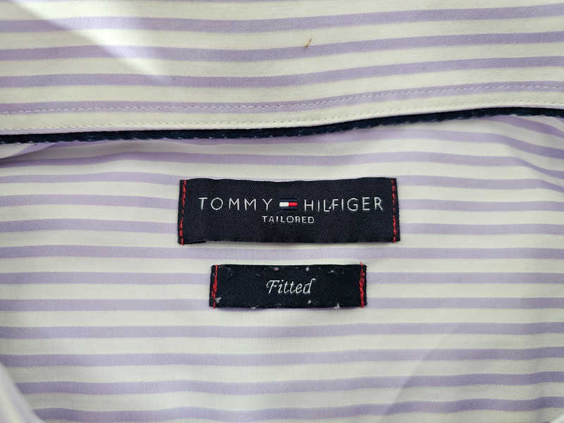 Tommy Hilfiger Herrenhemd lila gestreift Gr. 44 Langarm |347