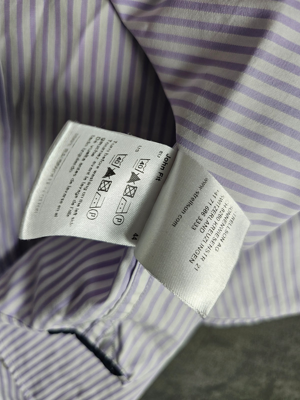 Tommy Hilfiger Herrenhemd lila gestreift Gr. 44 Langarm |347