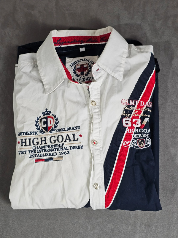 Camp David Herrenhemd Langarm – Größe M – Multicolor Stickereien – High Goal Derby Edition |358