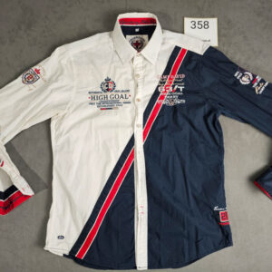 Camp David Herrenhemd Langarm – Größe M – Multicolor Stickereien – High Goal Derby Edition |358