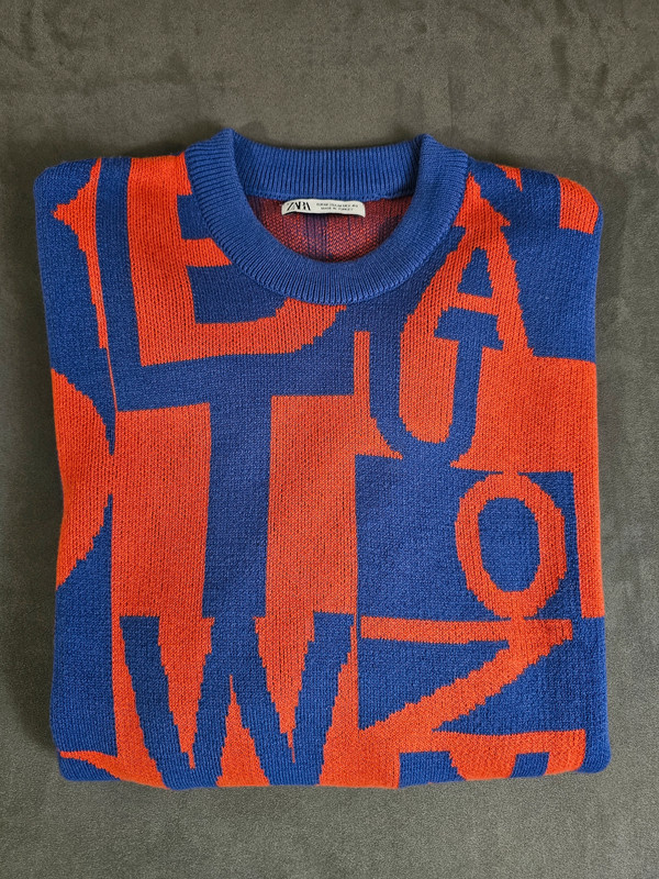 ZARA Pullover Bunt Muster Herren Größe M | 352