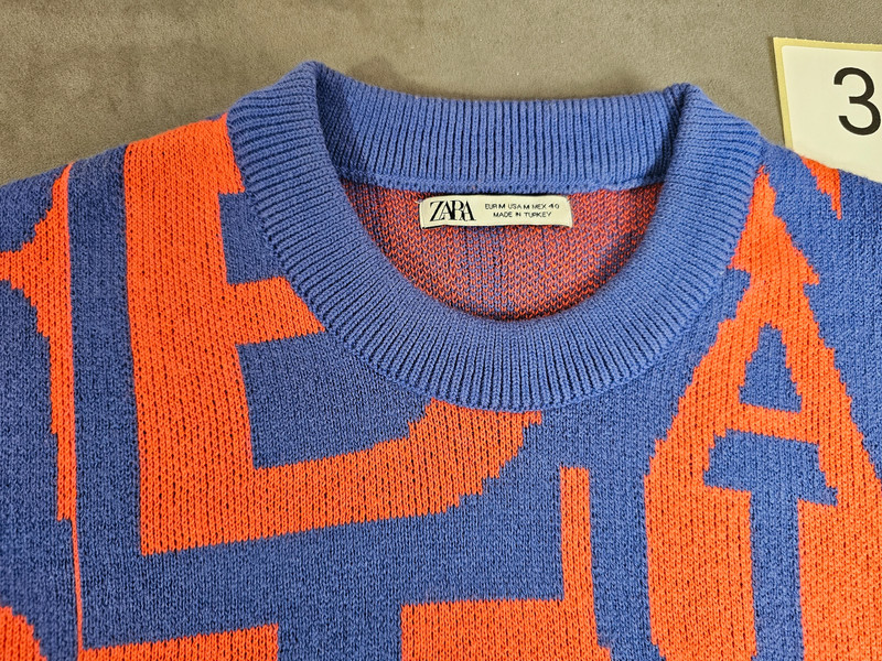 ZARA Pullover Bunt Muster Herren Größe M | 352