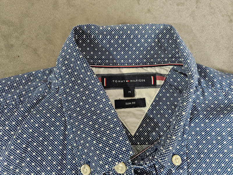 Tommy Hilfiger Slim Fit Hemd M – Dunkelblau mit weißen Punkten |360
