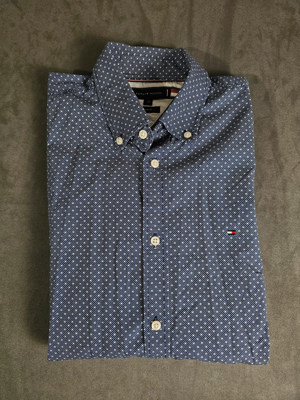 Tommy Hilfiger Slim Fit Hemd M – Dunkelblau mit weißen Punkten |360
