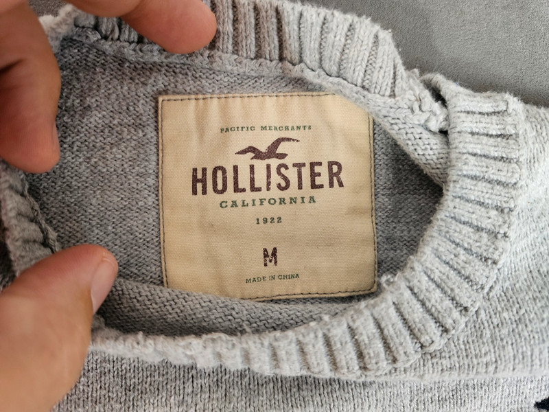 Hollister California Pullover Grau Größe M Herren Rundhals |344