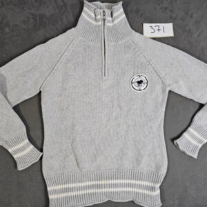 Polo Sylt Herren Strickpullover Grau Größe L – Stehkragen mit Reißverschluss| 371