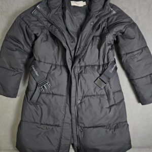 Calvin Klein Jeans Damen Wintermantel – Schwarz – Größe S – Gürtel & Kapuze | 090