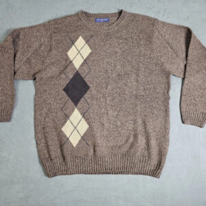 New Sensation Pullover – Herren – Argyle-Muster – Braun/Beige – Größe XXL – Wollmix | 116