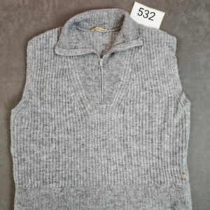 Smith & Soul Damen Strickweste – Grau – Alpaka-Anteil – Reißverschlusskragen | 532