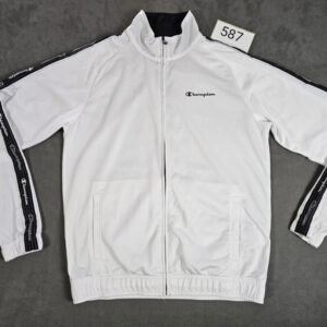 Champion Trainingsjacke Weiß L Herren – Streifenlogo, 100 % Polyester |587