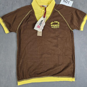 KOSHI Herren Polo Shirt – Braun/Gelb, 100% Baumwolle, Größe M, Neu mit Etikett | 601