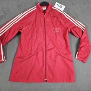 Vintage Adidas Originals Damen Windbreaker – Rot mit weißen Streifen – Größe L | 608