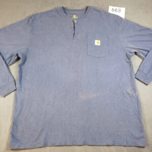 Carhartt Langarm Henley Shirt 2XL Regular – Blau – 100% Baumwolle | 663