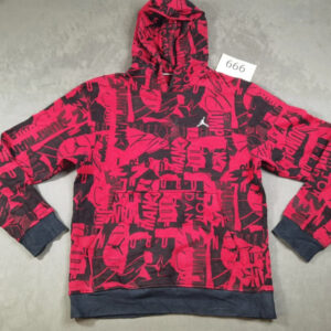 Jordan Kapuzenpullover – Größe S – Rot/Schwarz Allover-Print | 666