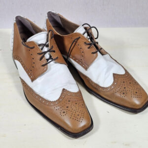Calzature Elegante zweifarbige Herren Lederschuhe – Braun/Weiß – Made in Italy| 558