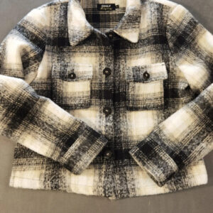 ONLY Damen Jacke – XS – Kariert – Weich & Warm – Schwarz/Weiß/Beige | 727