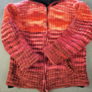 Damen Kapuzenjacke – Handgestrickter Stil – Rot/Orange (Vintage Look) | 741