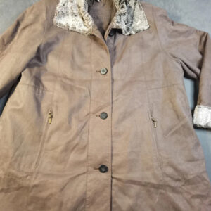 Perfect Wear Damen Mantel – Kunstleder & Kunstfell – Braun – Größe L | 785