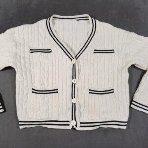 CIDER Strickjacke Damen – Weiß/Schwarz – Größe M | 544