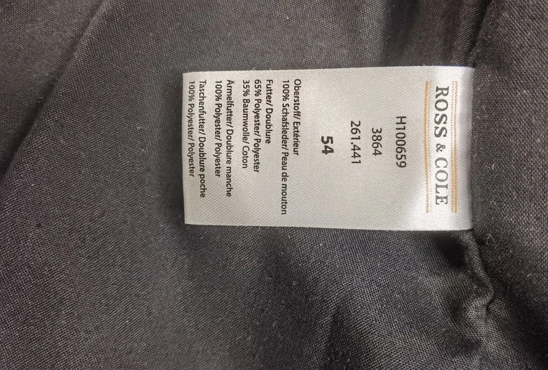 Ross and Cole Herren Lederjacke Echtleder Grau Schwarz Größe 54 | 813