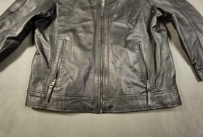 Ross and Cole Herren Lederjacke Echtleder Grau Schwarz Größe 54 | 813